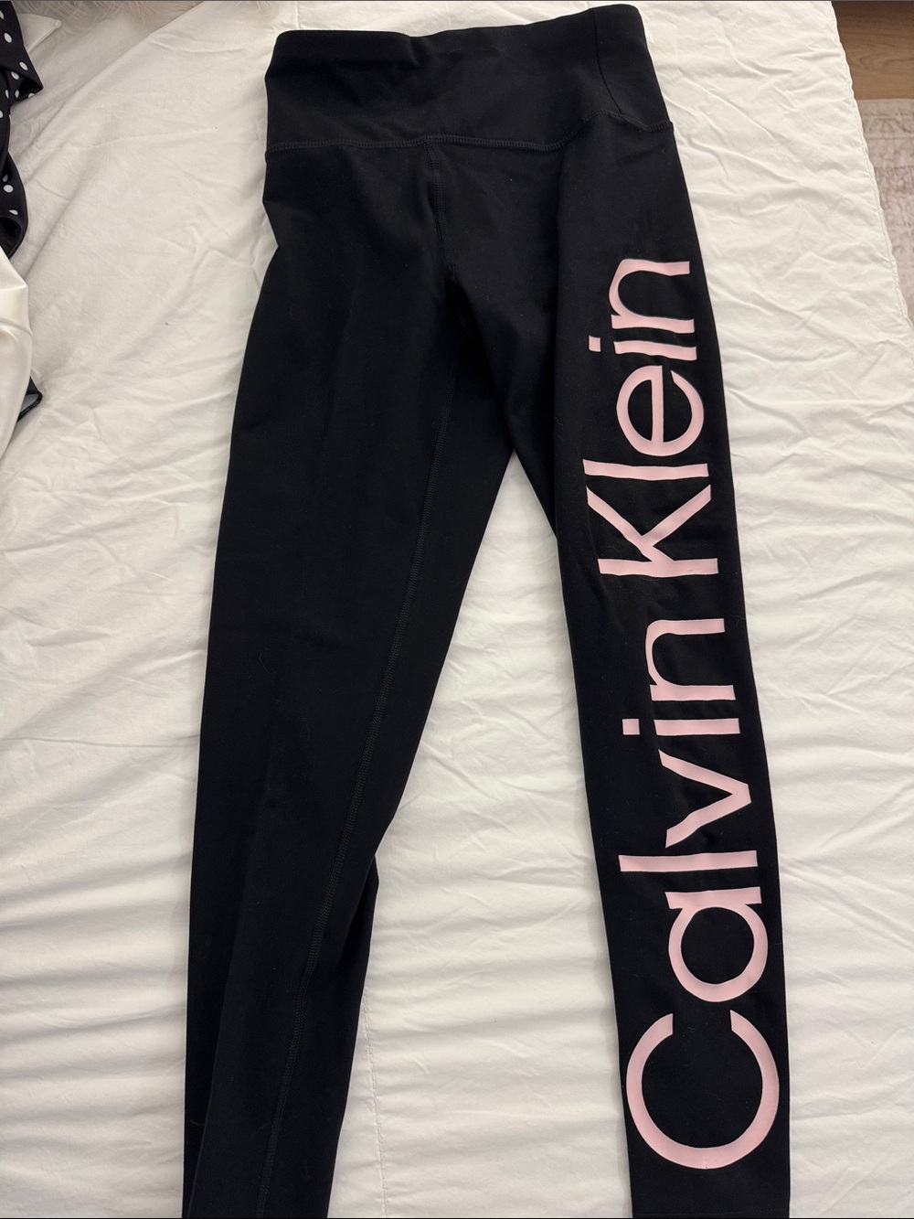 Calvin Klein Women’s Black Leggings with Pink Logo